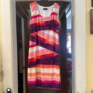 R&M Richards Multicolor Striped Midi Dress